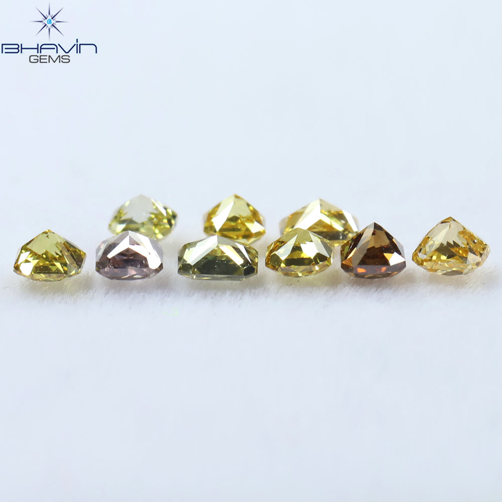 0.81 CT/9 Pcs Radiant Shape Natural Diamond Mix Color VS2 Clarity (2.93 MM)