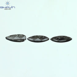 1.29 CT/3 Pcs Mix Slice Shape Natural Diamond  Salt And Pepper Color I3 Clarity (9.40 MM)