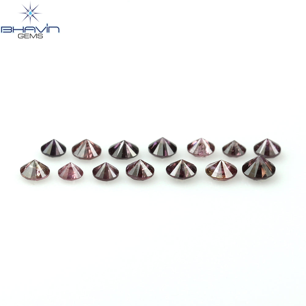 0.20 CT/14 Pcs Round Shape Natural Loose Diamond Pink Color I1 Clarity (1.50 MM)