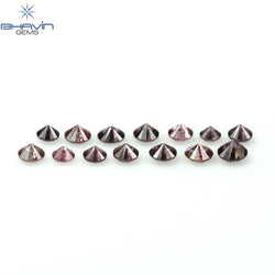 0.20 CT/14 Pcs Round Shape Natural Loose Diamond Pink Color I1 Clarity (1.50 MM)
