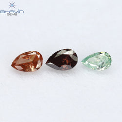 0.31 CT/3 ピース ペアシェイプ ナチュラル ダイヤモンド ピンク カラー SI クラリティ (3.84 MM)