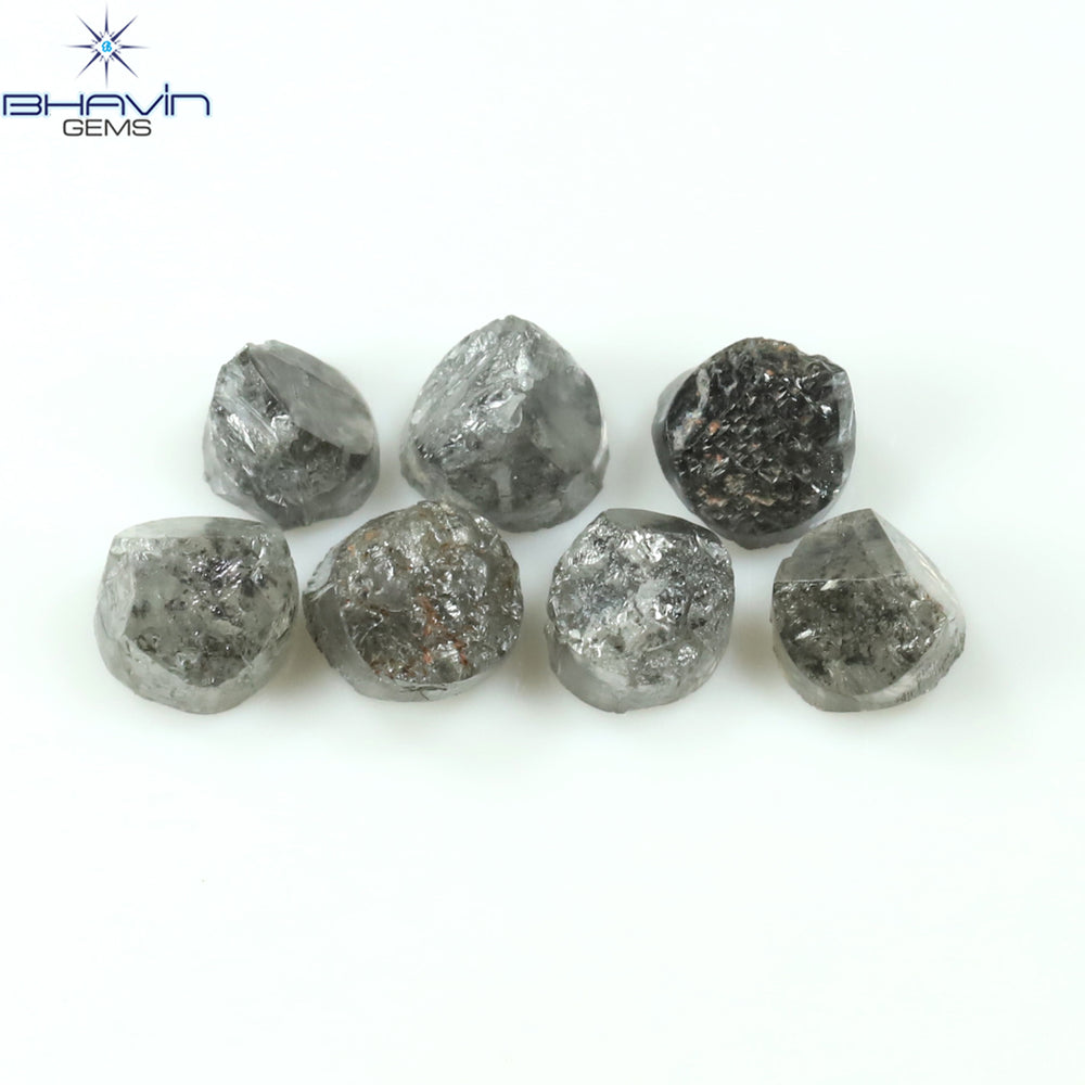 1.17 CT/7 Pcs Uncut Shape Salt And Pepper Natural Loose Diamond I3 Clarity (3.10 MM)
