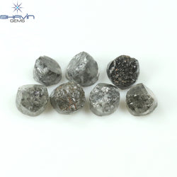 1.17 CT/7 Pcs Uncut Shape Salt And Pepper Natural Loose Diamond I3 Clarity (3.10 MM)