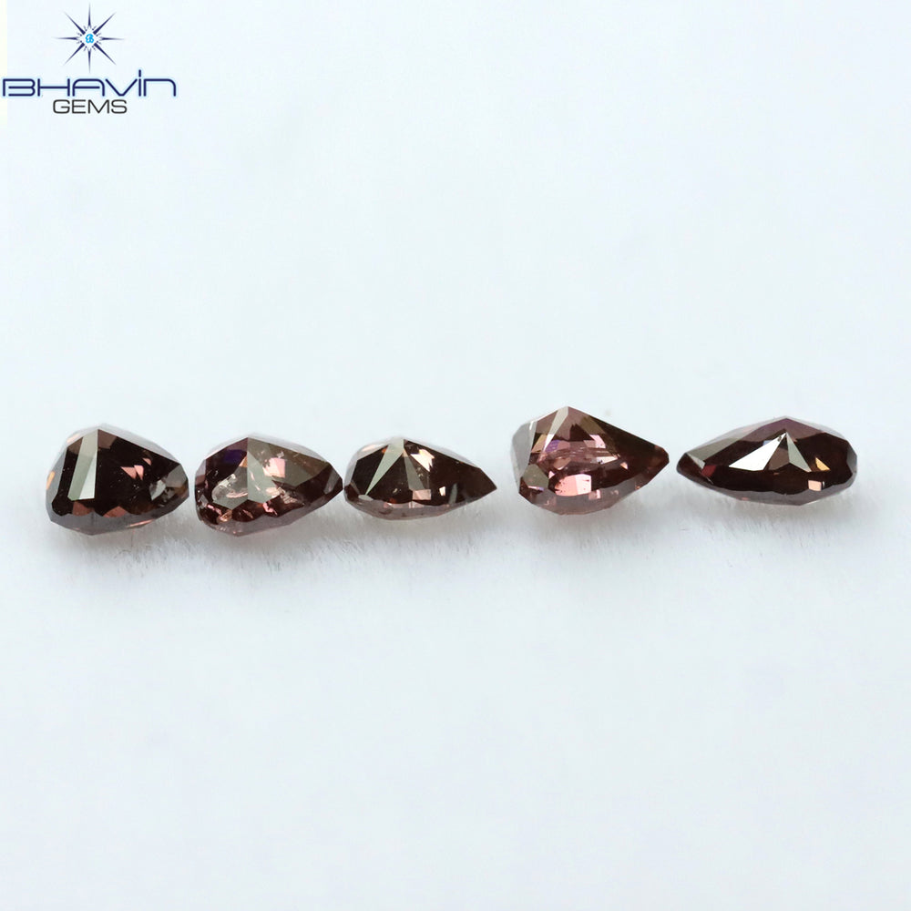 0.75 CT/5 Pcs Mix Shape Natural Diamond Pink Color SI2 Clarity (4.00 MM)