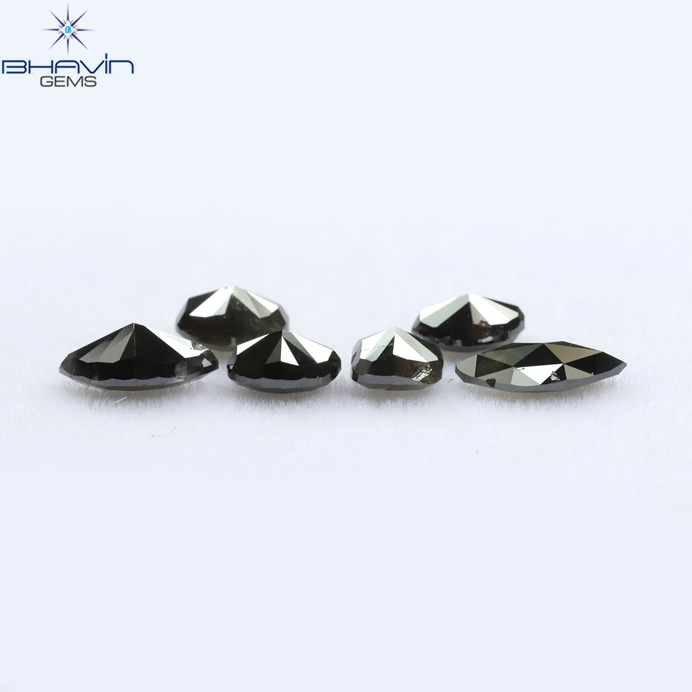 1.50 CT/6 PCS Mix Shape Natural Diamond Black Color Opaque Clarity (6.35 MM)