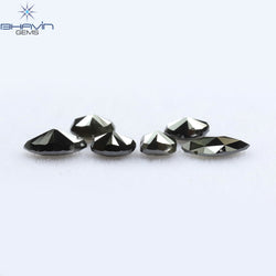 1.50 CT/6 PCS Mix Shape Natural Diamond Black Color Opaque Clarity (6.35 MM)