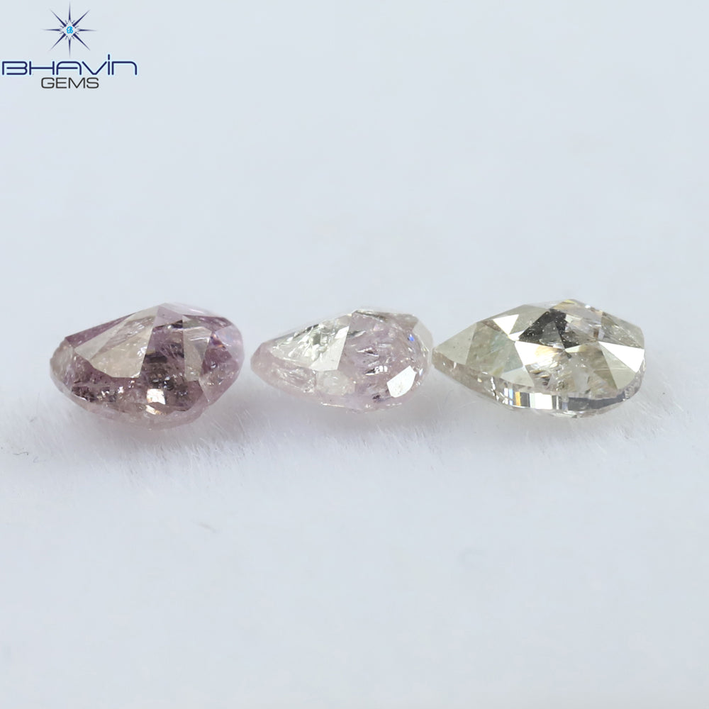 0.50 CT/3 PCS Heart Shape Natural Diamond Pink Color I2 Clarity (3.95 MM)