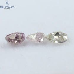 0.50 CT/3 PCS Heart Shape Natural Diamond Pink Color I2 Clarity (3.95 MM)