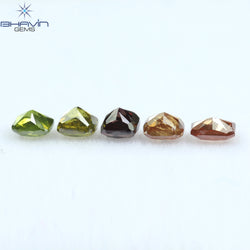 0.82 CT/5 Pcs Cushion Shape Natural Diamond Pink Green Color SI2 Clarity (3.46 MM)