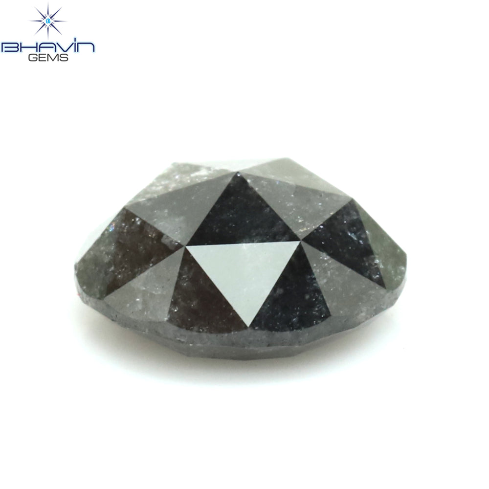 1.53 CT Round Rose Cut Shape Natural Diamond Salt And Pepper Color I3 Clarity (7.30 MM)