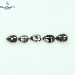 1.37 CT/5 PCS Pear Shape Natural Diamond Salt And Pepper Color I3 Clarity (5.15 MM)
