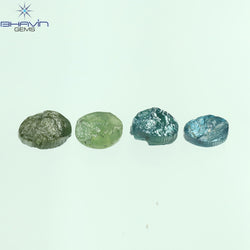 0.74 CT/4 Pcs Oval Rough Shape Green Blue Natural Loose Diamond I3 Clarity (4.32 MM)