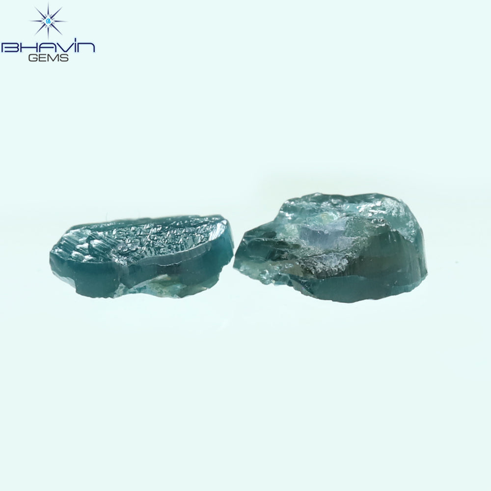 0.69 CT /2 Pcs Pear Rough Shape Blue Color Natural Loose Diamond I3 Clarity (5.30 MM)
