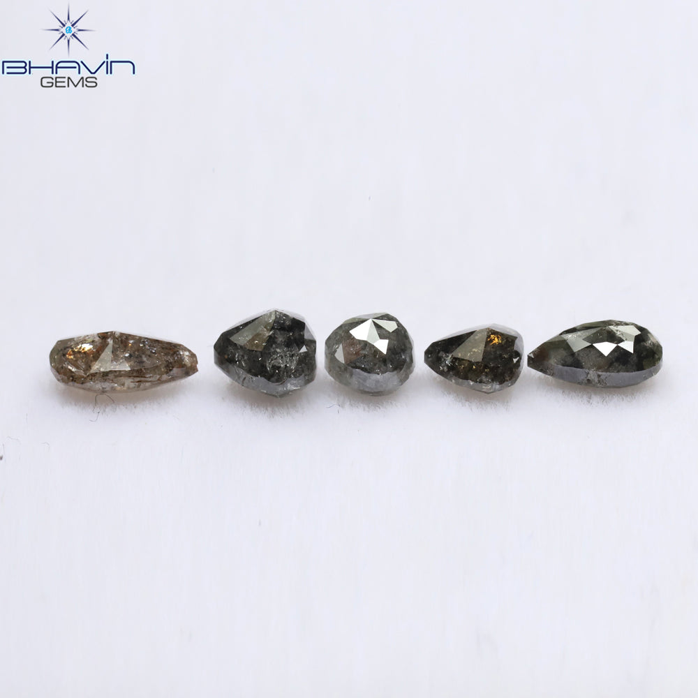 1.91 CT/5 PCS Mix Shape Natural Diamond Salt And Pepper Color I3 Clarity (6.00 MM)