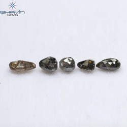 1.91 CT/5 PCS Mix Shape Natural Diamond Salt And Pepper Color I3 Clarity (6.00 MM)