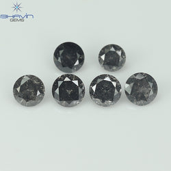 1.00 CT/6 Pcs Round Shape Natural Loose Diamond Salt And pepper Color I3 Clarity (3.52 MM)