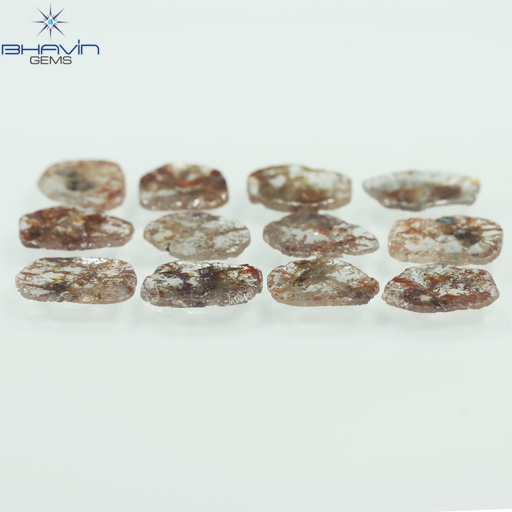 4.35 CT/12 Pcs Slice Shape Natural Loose Diamond Brown Color I3 Clarity (8.34 MM)