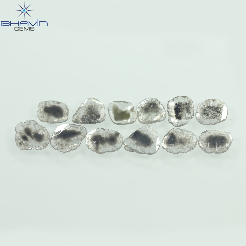 3.23 CT/12 Pcs Slice Shape Natural Diamond Salt And Pepper Color I3 Clarity (7.17 MM)