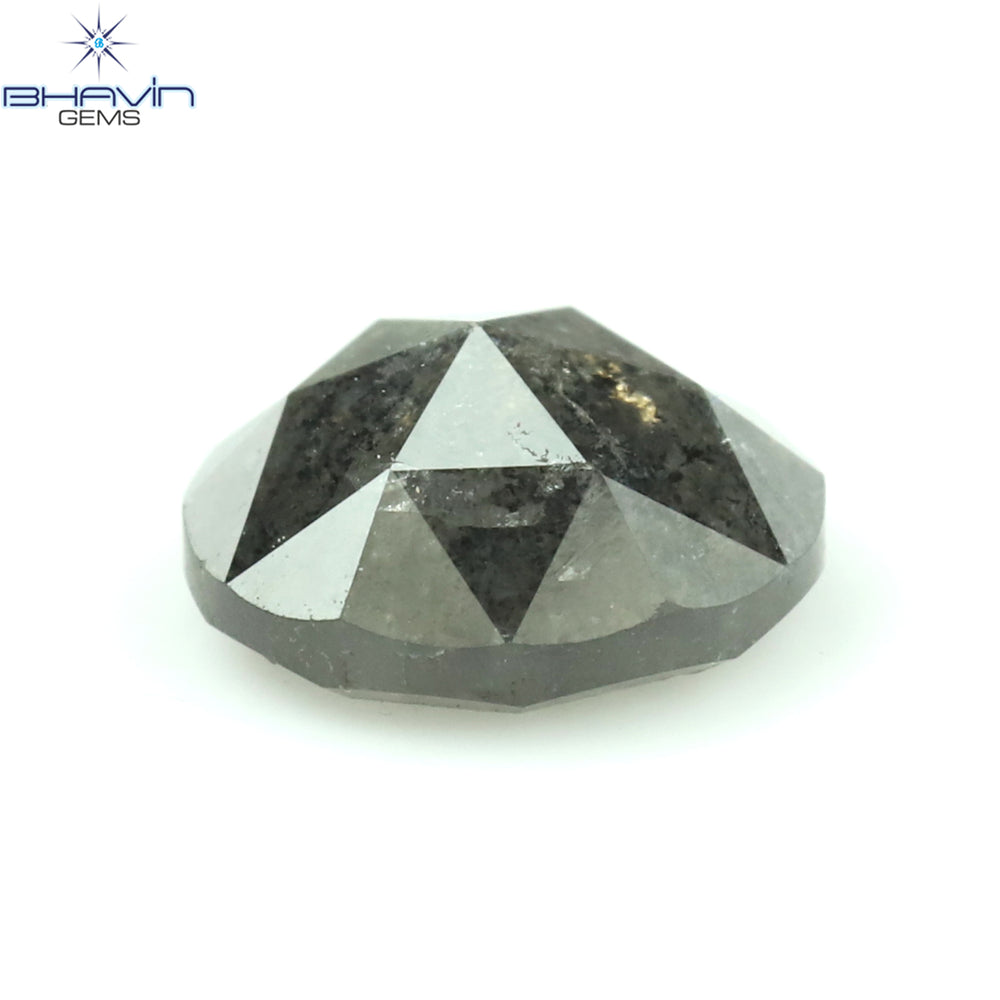 0.88 CT Round Rose Cut Shape Natural Diamond Salt And Pepper Color I3 Clarity (6.10 MM)