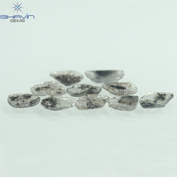 3.64 CT/10 Pcs Slice Shape Natural Diamond Salt And Pepper Color I3 Clarity (9.10 MM)
