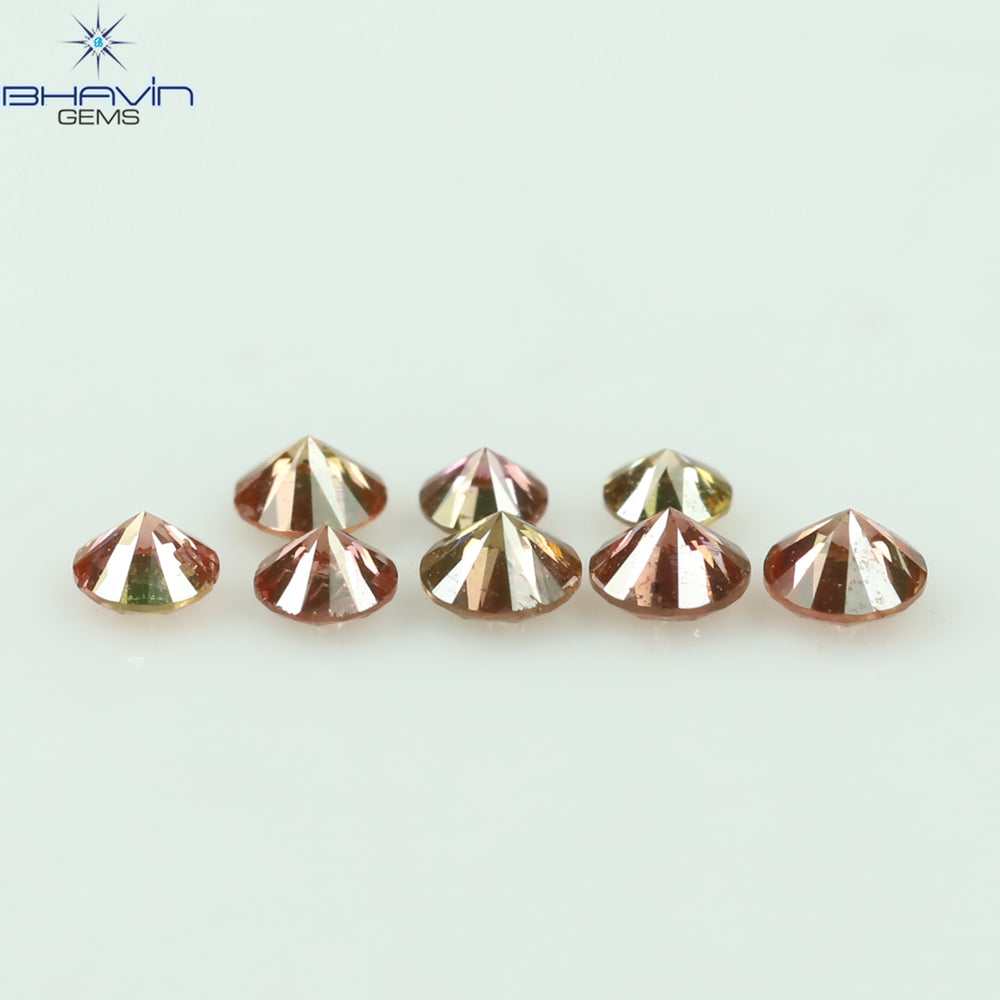 0.18 CT/8 ピース ラウンド シェイプ ナチュラル ルース ダイヤモンド ピンク カラー SI クラリティ (1.90 MM)