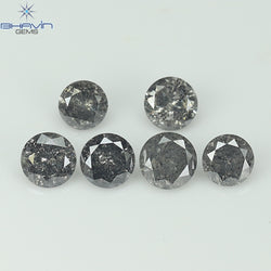1.05 CT/6 Pcs Round Shape Natural Loose Diamond Salt And pepper Color I3 Clarity (3.64 MM)