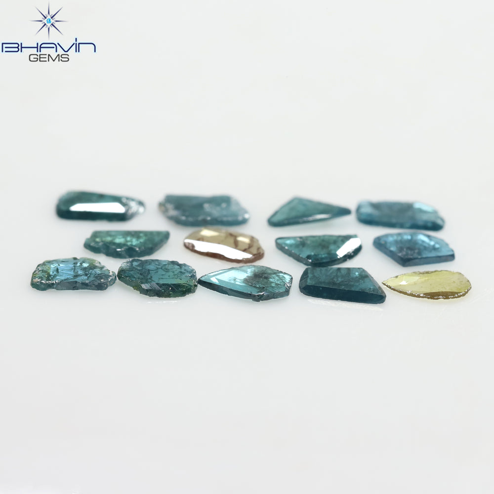 0.99 CT/13 Pcs Slice Shape Natural Diamond Blue Yellow Color I3 Clarity (4.73 MM)