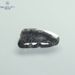 1.39 CT Slice Shape Natural Diamond Salt And Pepper Color I3 Clarity (10.77 MM)