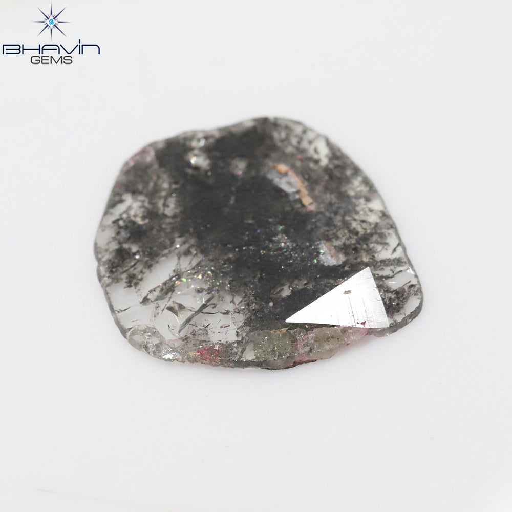 3.67 CT Pear Slice Shape Natural Diamond Salt And Pepper Color I3 Clarity (17.07 MM)