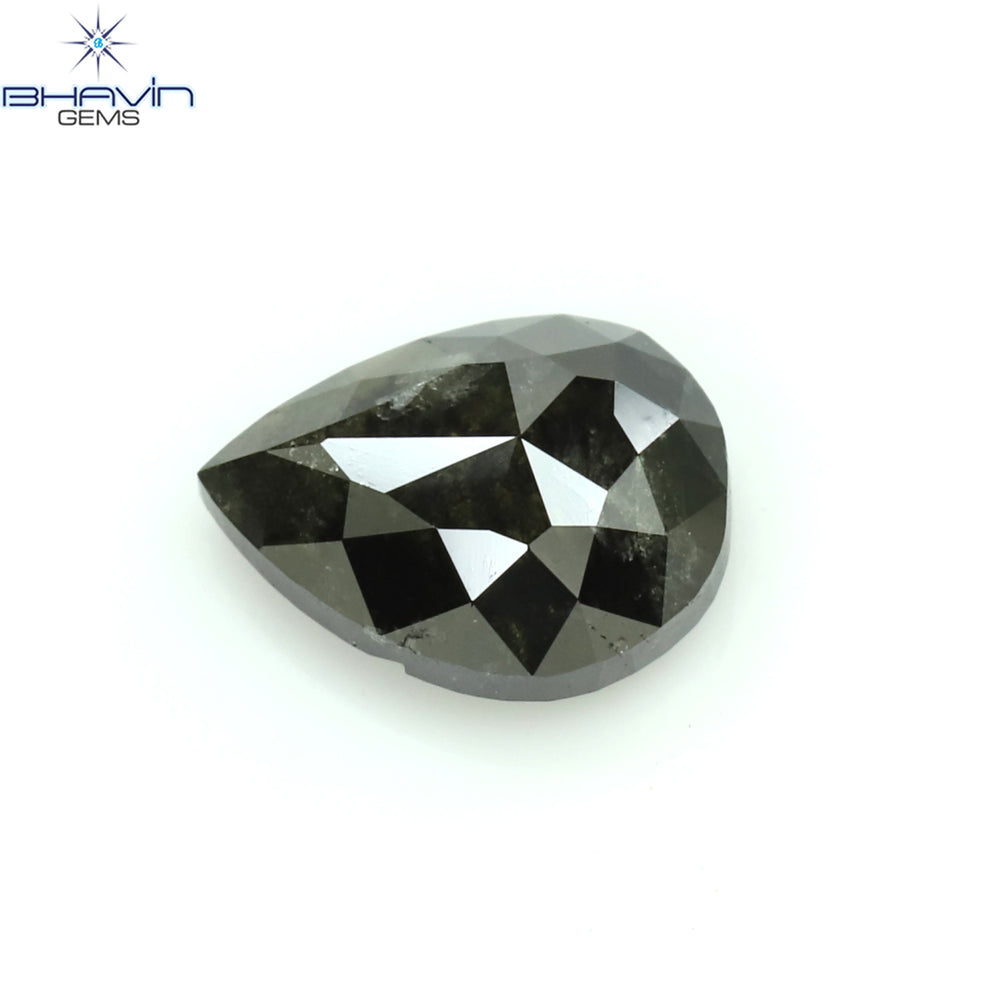 0.61 CT Pear Shape Natural Diamond Black Color Opaque Clarity (6.20 MM)