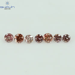 0.08 CT/7 Pcs Round Shape Natural Loose Diamond Pink Color VS-SI Clarity (1.50 MM)