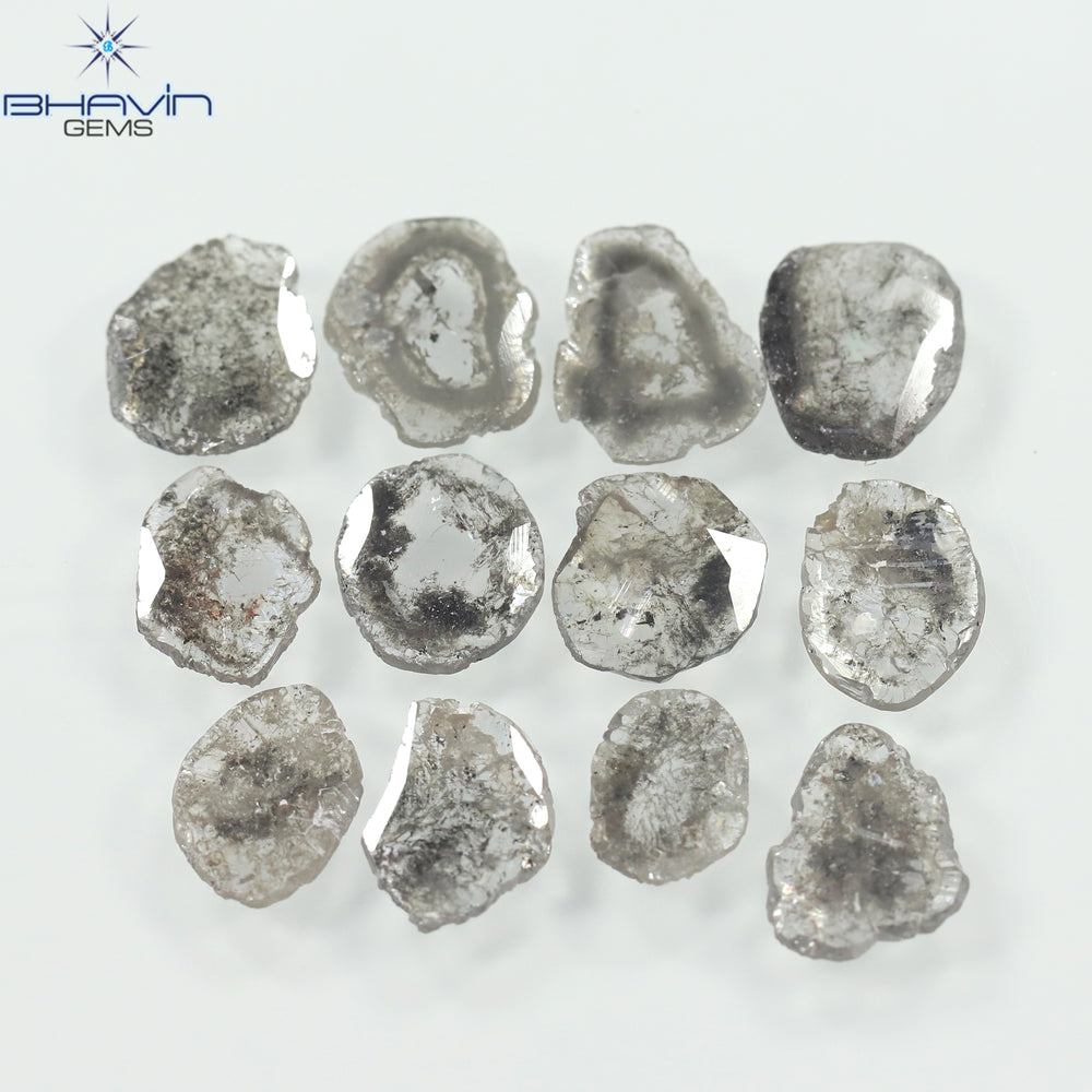 4.32 CT/12 Pcs Slice Shape Natural Diamond Salt And Pepper Color I3 Clarity (7.74 MM)