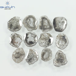 4.32 CT/12 Pcs Slice Shape Natural Diamond Salt And Pepper Color I3 Clarity (7.74 MM)