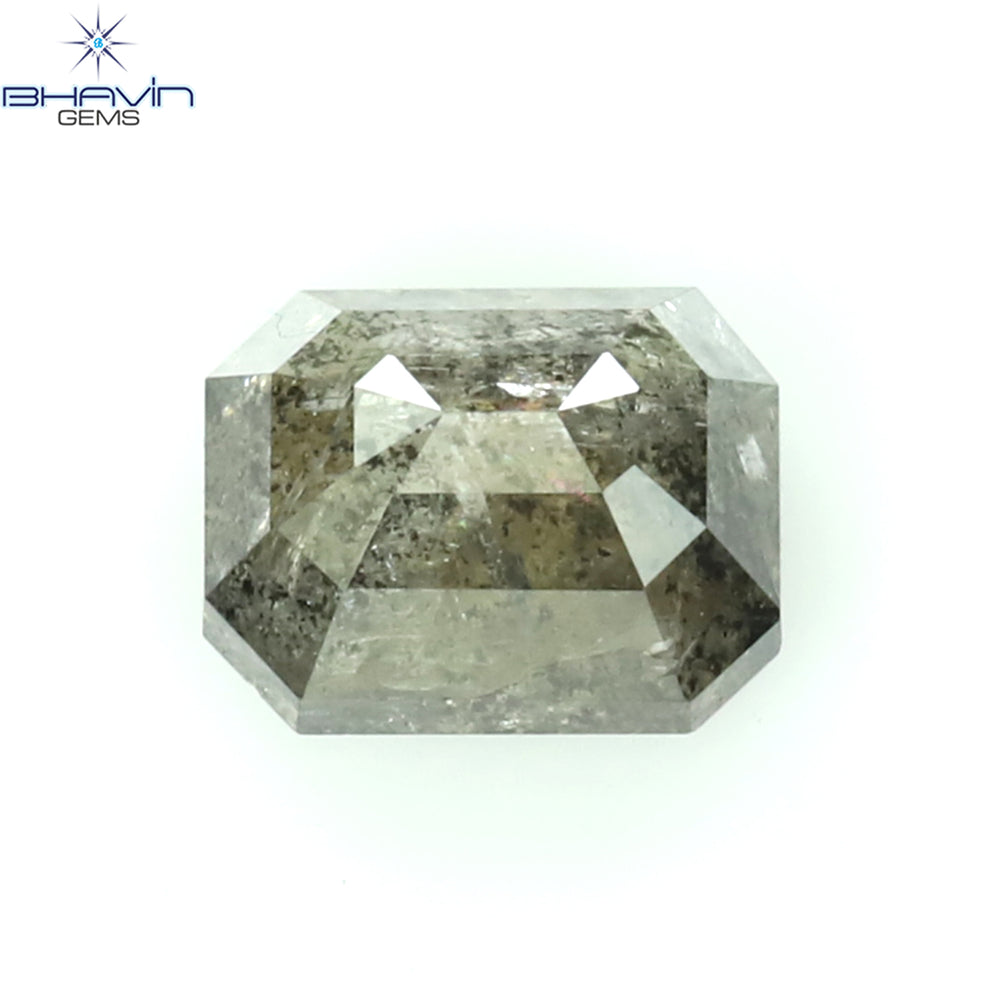 1.00 CT アッシャー シェイプ ナチュラル ダイヤモンド ソルト アンド ペッパー カラー I3 クラリティ (5.72 MM)
