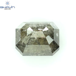 1.00 CT アッシャー シェイプ ナチュラル ダイヤモンド ソルト アンド ペッパー カラー I3 クラリティ (5.72 MM)