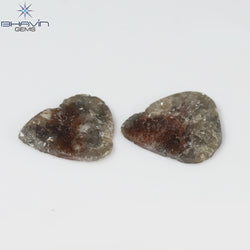 3.93 CT/2 Pcs Pear Slice Shape Natural Diamond Salt And Pepper Color I3 Clarity (13.24 To 12.66 MM)