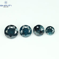 0.85 CT/4 Pcs CT, Round Diamond, Green Color, I3 Clarity