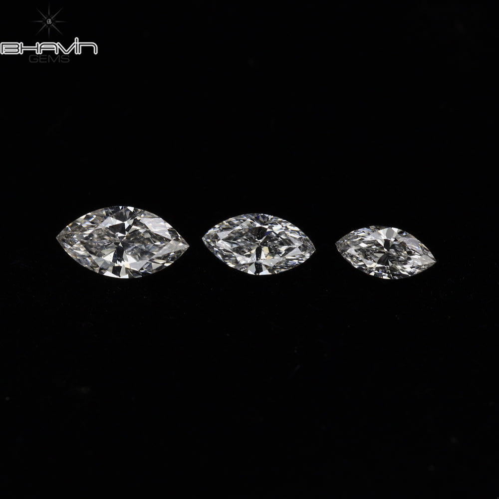 0.26 CT/3 PCS Marquise Shape Natural Diamond White Color SI Clarity (4.97 MM)