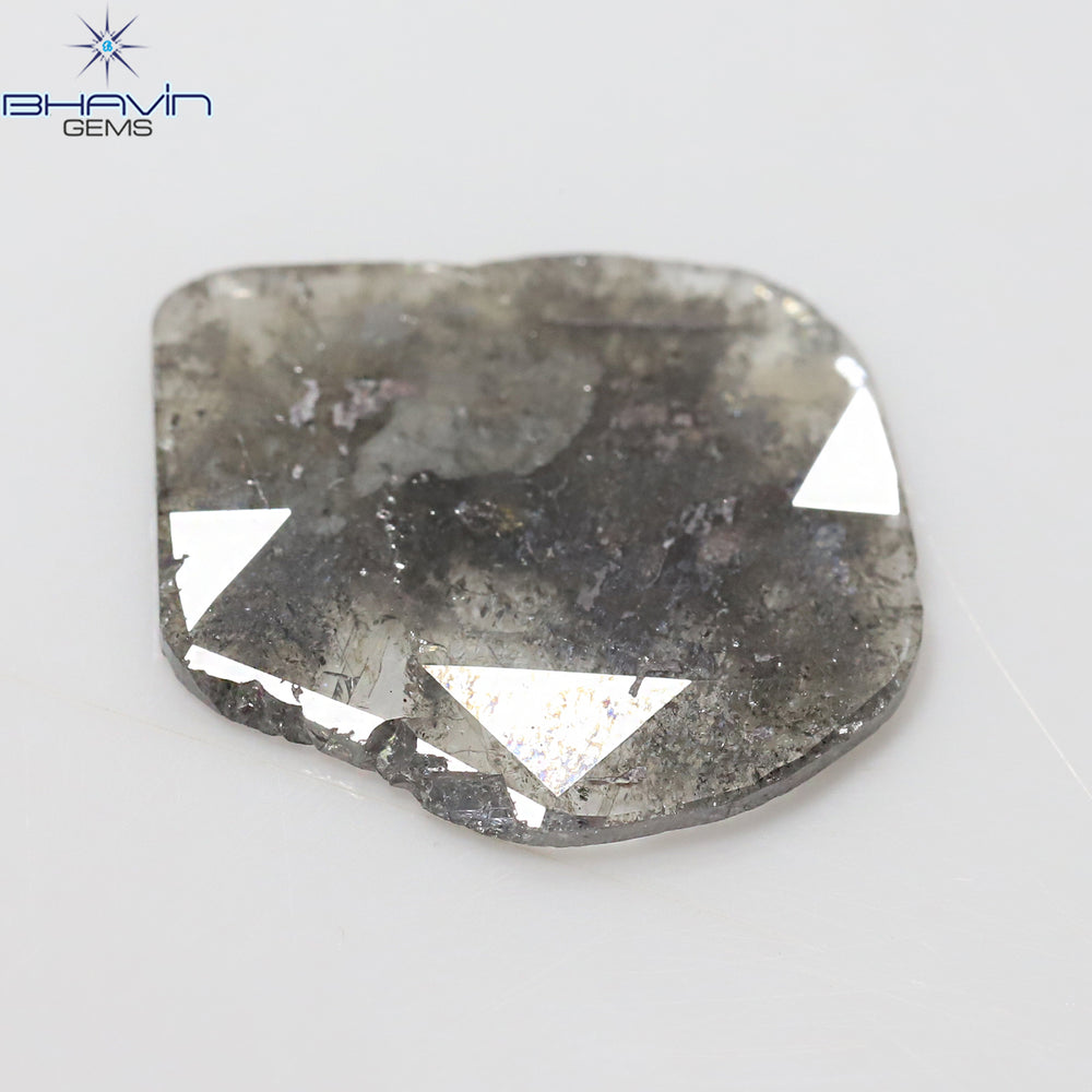 5.97 CT Slice Shape Natural Diamond Salt And Pepper Color I3 Clarity (18.24 MM)