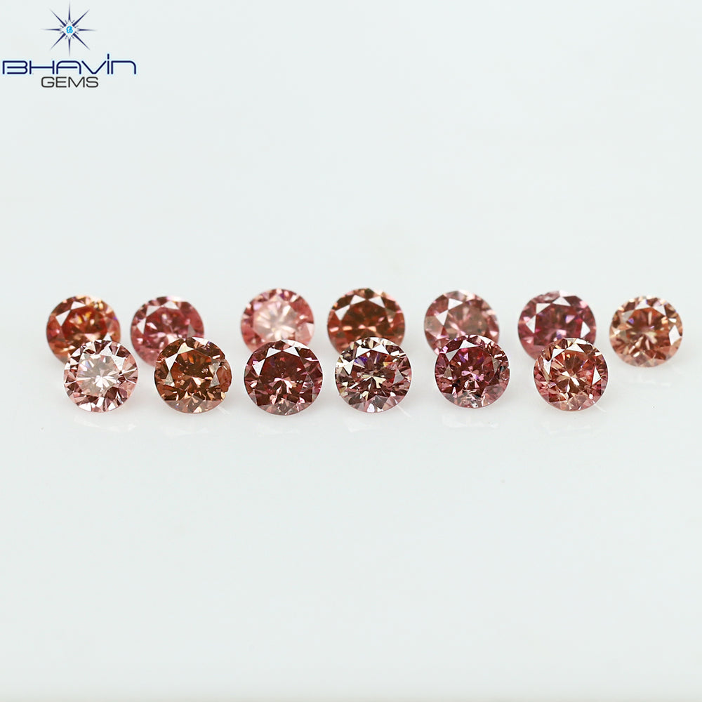0.33 CT/13 ピース ラウンド シェイプ ナチュラル ルース ダイヤモンド ピンク カラー SI クラリティ (1.90 MM)