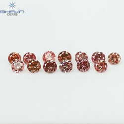 0.33 CT/13 ピース ラウンド シェイプ ナチュラル ルース ダイヤモンド ピンク カラー SI クラリティ (1.90 MM)