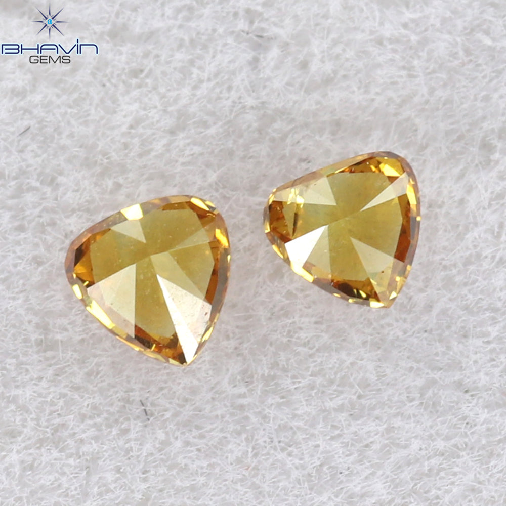 0.10 CT/2 Pcs Heart Shape Natural Diamond Orange Color VS2 Clarity (2.47 MM)
