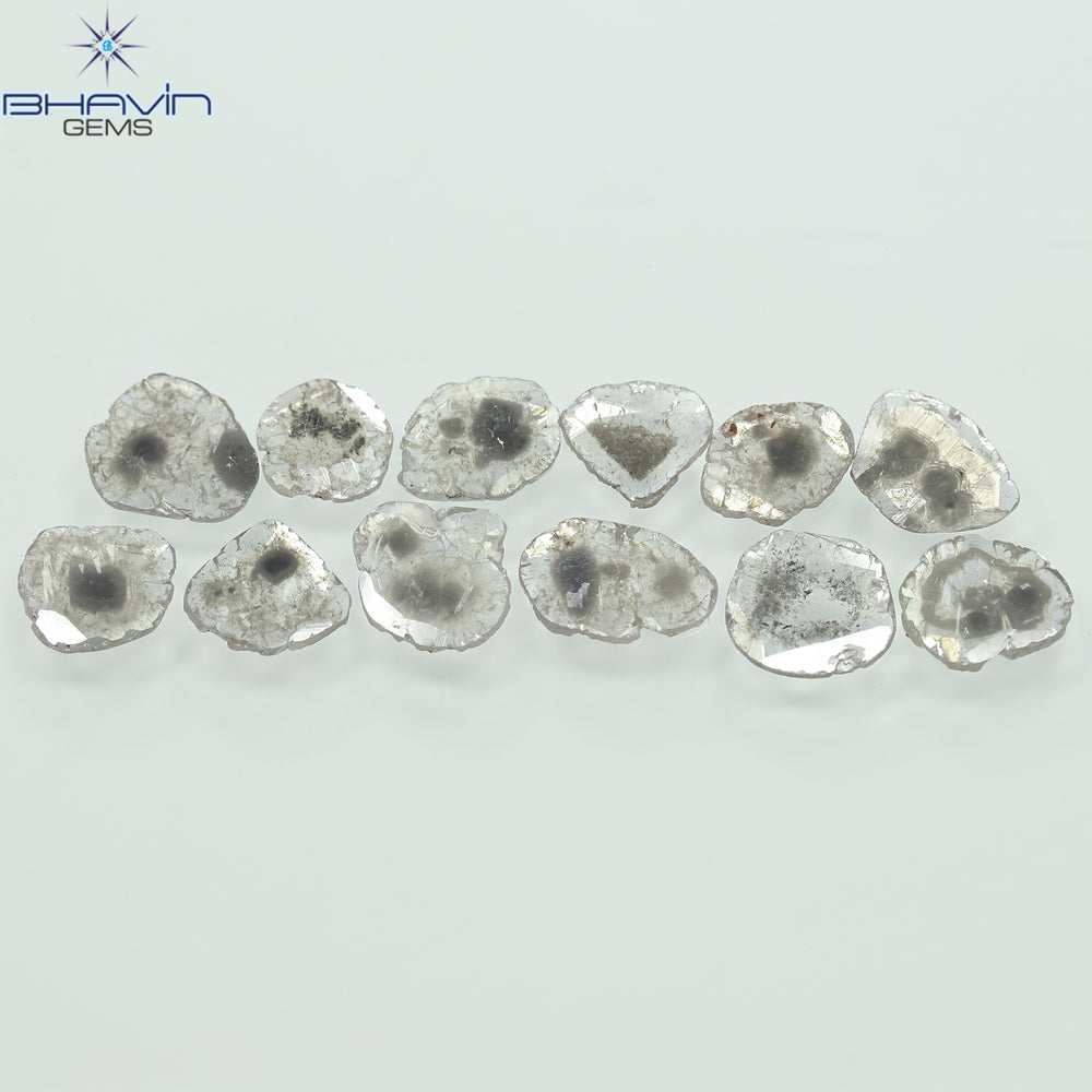 2.46 CT/12 Pcs Slice Shape Natural Diamond Salt And Pepper Color I3 Clarity (7.09 MM)