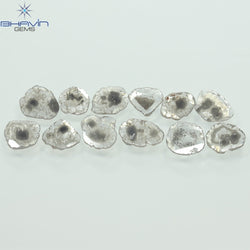 2.46 CT/12 Pcs Slice Shape Natural Diamond Salt And Pepper Color I3 Clarity (7.09 MM)