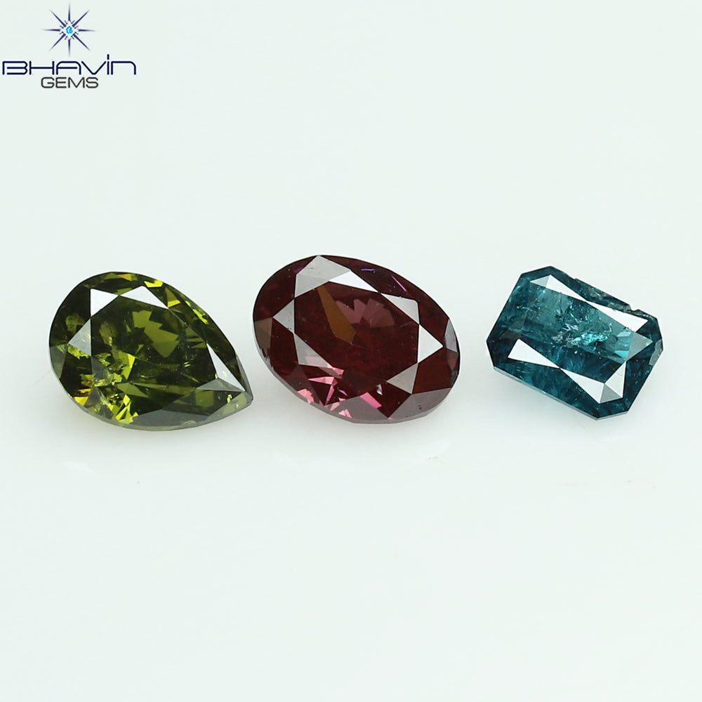 0.39 CT/3 Pcs Mix Shape Natural Diamond Pink Color VS-I1 Clarity (3.85 MM)
