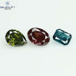 0.39 CT/3 Pcs Mix Shape Natural Diamond Pink Color VS-I1 Clarity (3.85 MM)