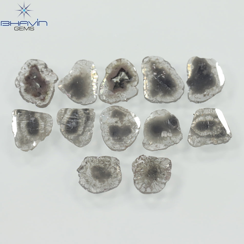 4.05 CT/12 Pcs Slice Shape Natural Diamond Salt And Pepper Color I3 Clarity (8.26 MM)