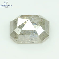 1.41 CT スクエア エメラルド ダイヤモンド ホワイト ソルト アンド ペッパー カラー クラリティ I3 (7.20 MM)