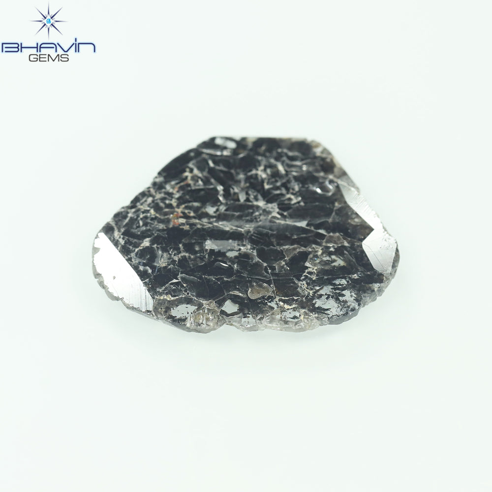 8.36 CT Slice Shape Natural Diamond Salt And Pepper Color I3 Clarity (25.00 MM)