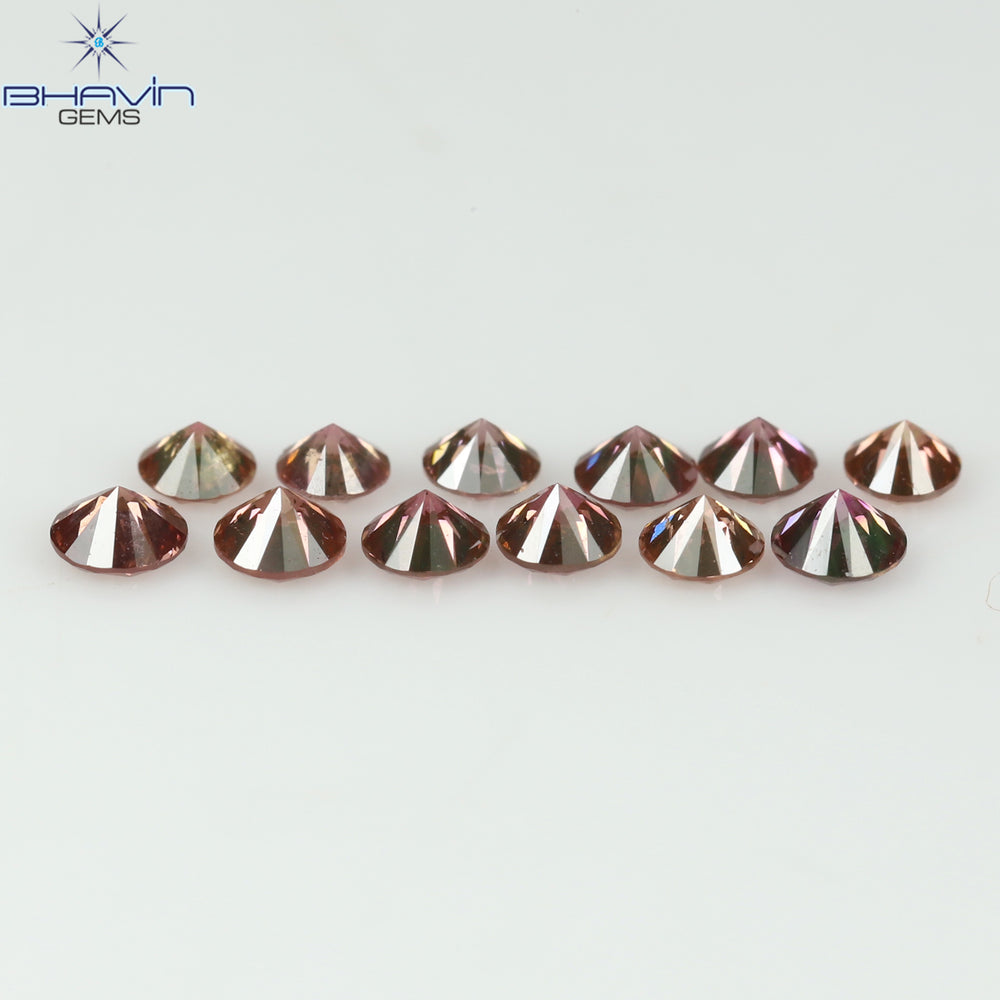 0.44 CT/12 ピース ラウンド シェイプ ナチュラル ルース ダイヤモンド ピンク カラー VS-SI クラリティ (2.25 MM)